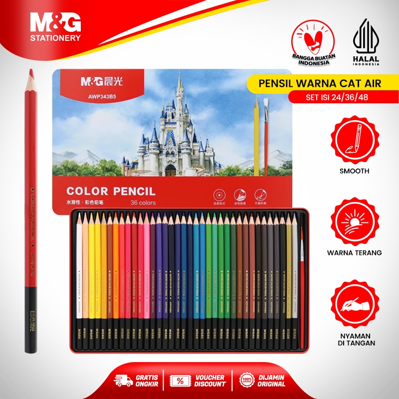 

M&G Pensil Warna Cat Air Set Isi 24/36/48 Warna Cerah Halus Cocok Untuk Seni Lukis Aman Untuk Anak Pilihan Warna Lengkap Untuk Sekolah dan Profesional