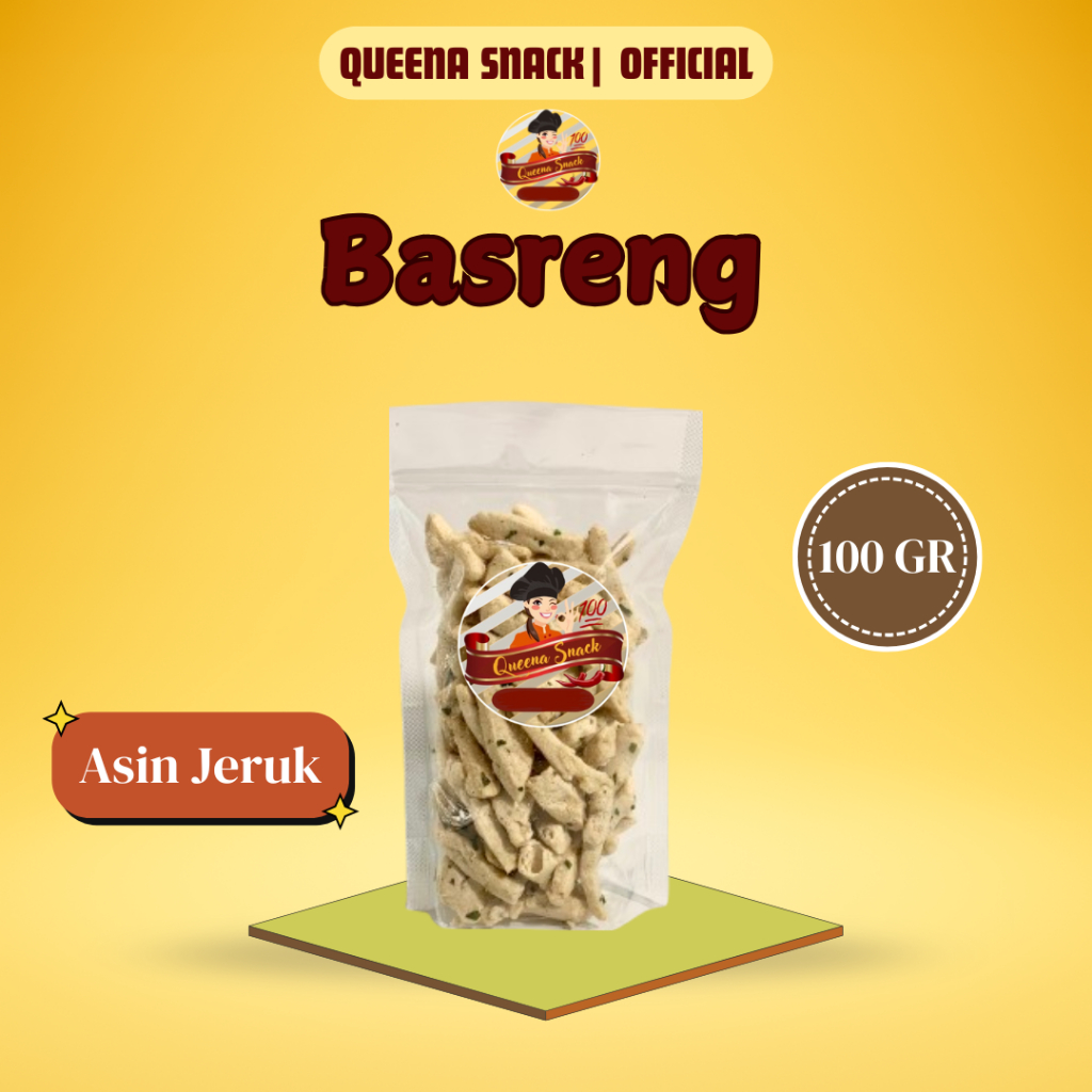 

QUEENA BASRENG Asin Jeruk 100GR - Makanan Ringan Asin