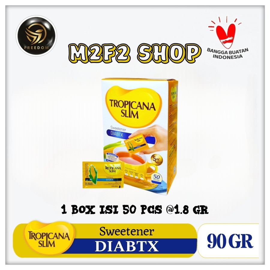 

Tropicana Slim DIABTX Sweetener | Gula Manis Alami Nol Kalori Isi 50 Sachet | MT - 90 gr (Kemasan 1 Box)