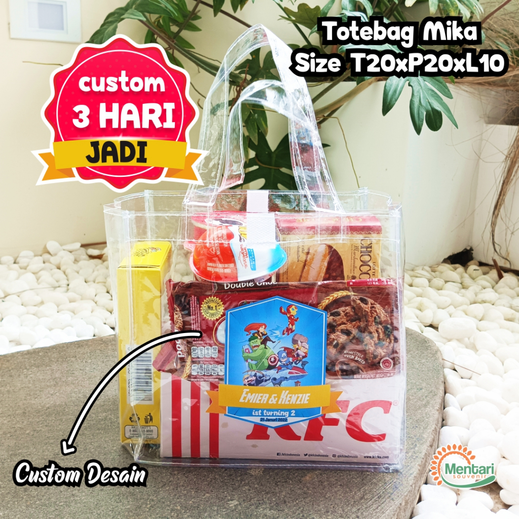 

CUSTOM Tas Hampers Goodie bag Mika Ultah anak birthday pesta free Desain banyak varian warna ukuran