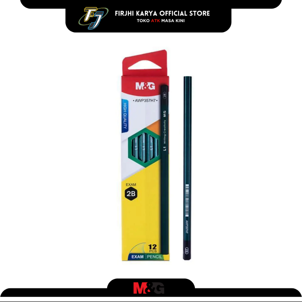 

2B Hex Shape Pencil Green dan Red Color Pensil Ujian 2B (Satuan) - M&G