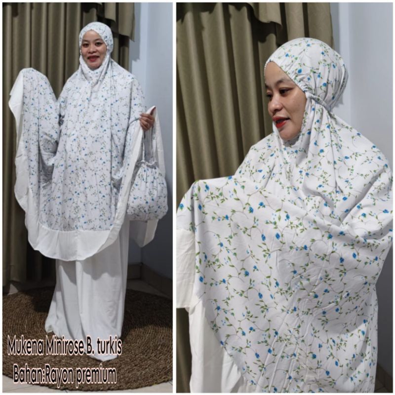 Mukena Bali Jumbo Warna Dasar Putih Motif Bunga Krisan