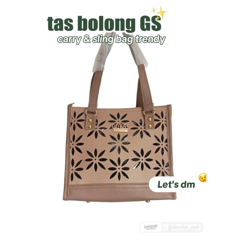 tas wanita new carry & sling bag / tas tenteng & selempang motif bolong cocok untuk kado ibu / guru