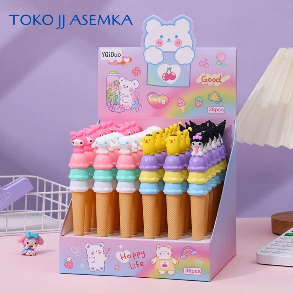 

PULPEN ES KRIM CONE SANRIO V1 MURAH KUROMI CINNAMOROLL MELODY PURIN BOLPEN PEN PENA GROSIR COD