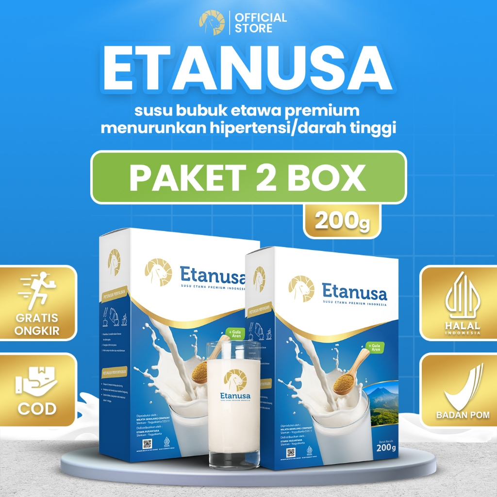 

ETANUSA 2 BOX Susu Bubuk Etawa Gula Aren 200gr Obat Alami Sembuhkan Masalah Pernafasan