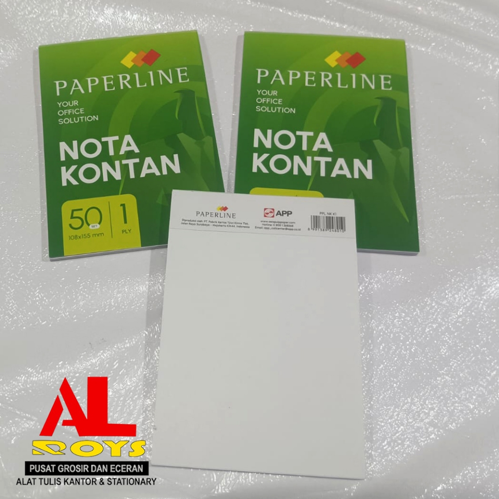 

Nota kontan 1 ply kecil merk paperline / harga per pak isi 10