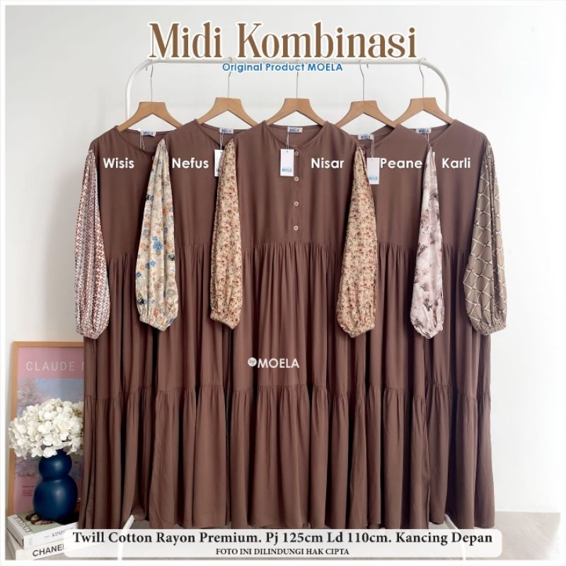 MIDI DRESS BY MOELA/DRESS KOMBINASI/DRESS KEKINIAN