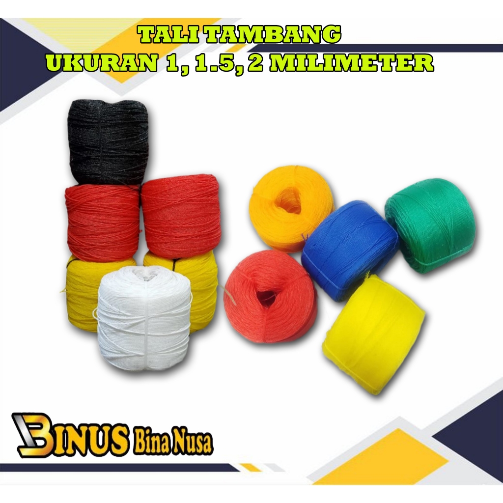 Tali Tambang Plastik ukuran 1 mm, 1.5 mm, 2 mm /roll