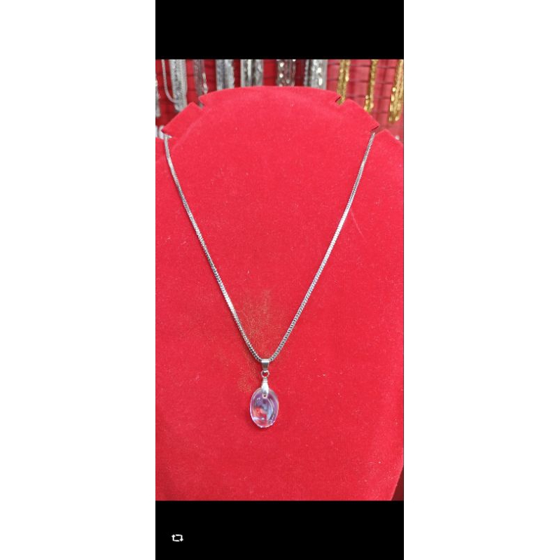 Kalung Italy 50 cm 2 ml + liontin batu pancawarna
