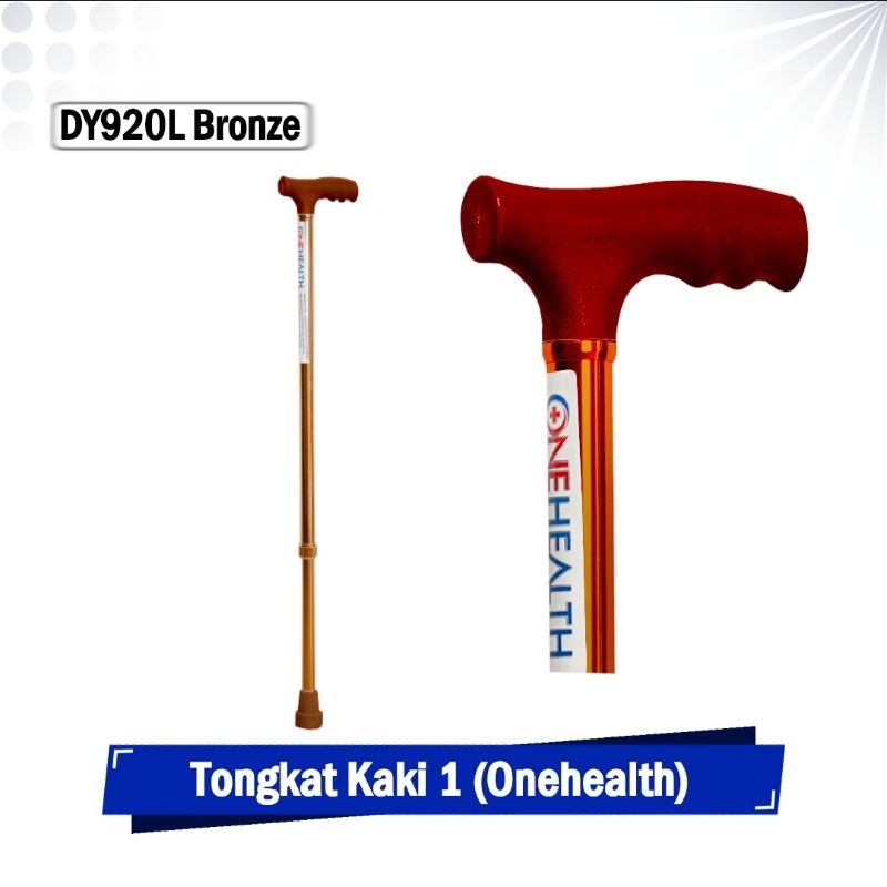 Tongkat Stainless Kaki 1 Tongkat Lansia Alat Bantu Jalan OneHealth Walking Stick