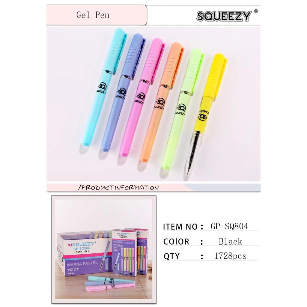 

[1 Kotak] Pulpen Squeezy GP-SQ804 Pastel / Gel Pen 0.5mm Squeezy GP-SQ804 Pastel
