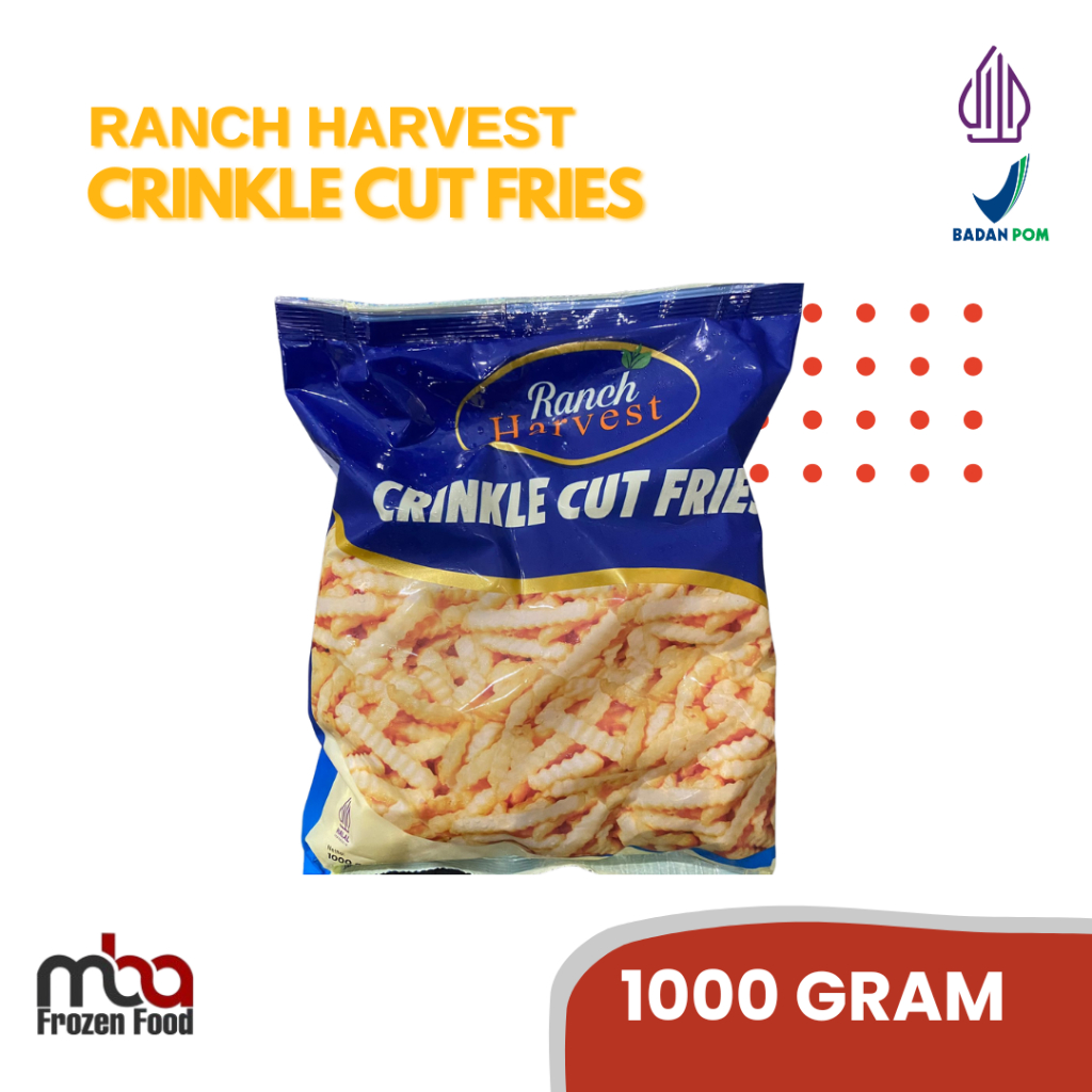 

Ranch Harvest Kentang Crinckle Cut 1 Kg/Kentanggoreng /Sidedish /Camilan /Gorengan /Kentang /Frozenfood /Nugget /Snack /Makananringan