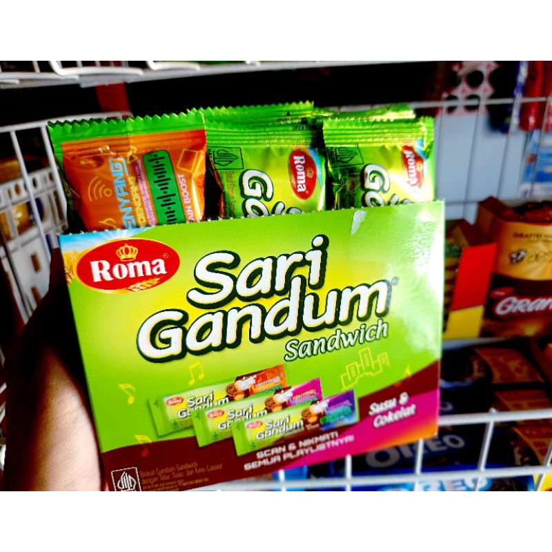 

Roma Sari Gandum BOX ecer 2000 (isi 12bks X 38,5 Gram)