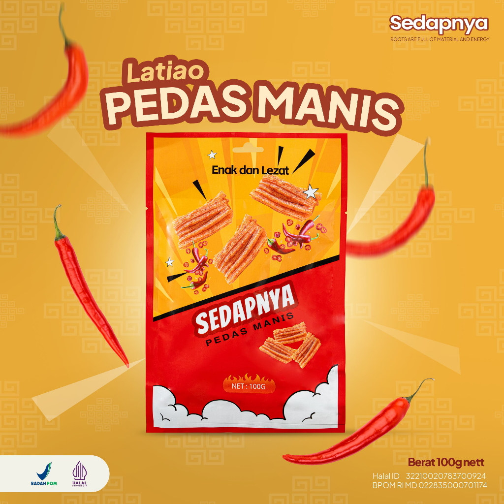 

1Pc x 100gr sedapnya snack viral gluten spicy sticks enak halal dan BPOM aman dikonsumsi dan bergizi