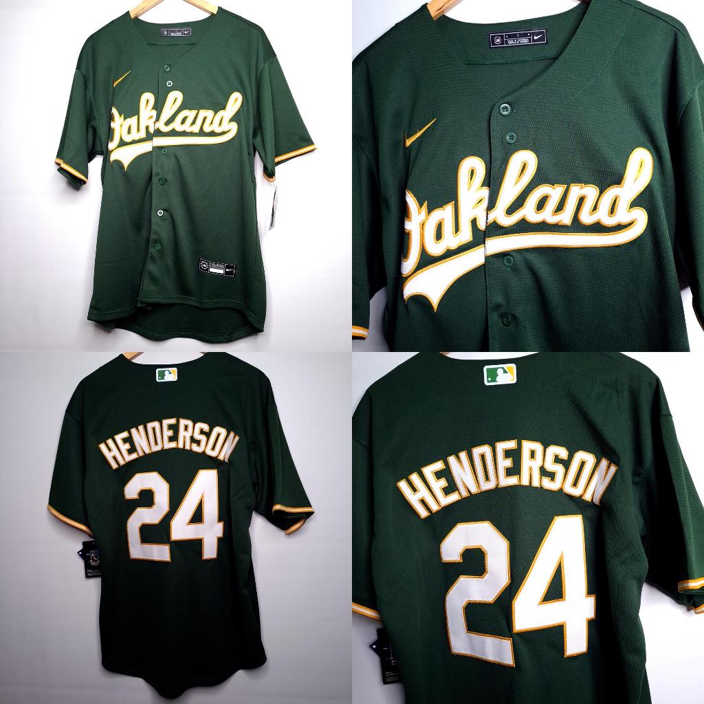 JERSEY BASEBALL MLB OAKLAND ATHLETICS #24 RICKEY HENDERSON HIJAU
