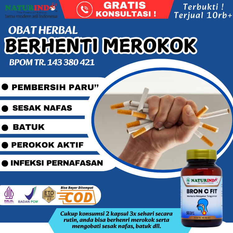 Narurindo Bron C Fit Obat Berhenti Merokokok Obat Gurah Paru-paru Obat Sesak Nafas Batuk Herbal 50 K