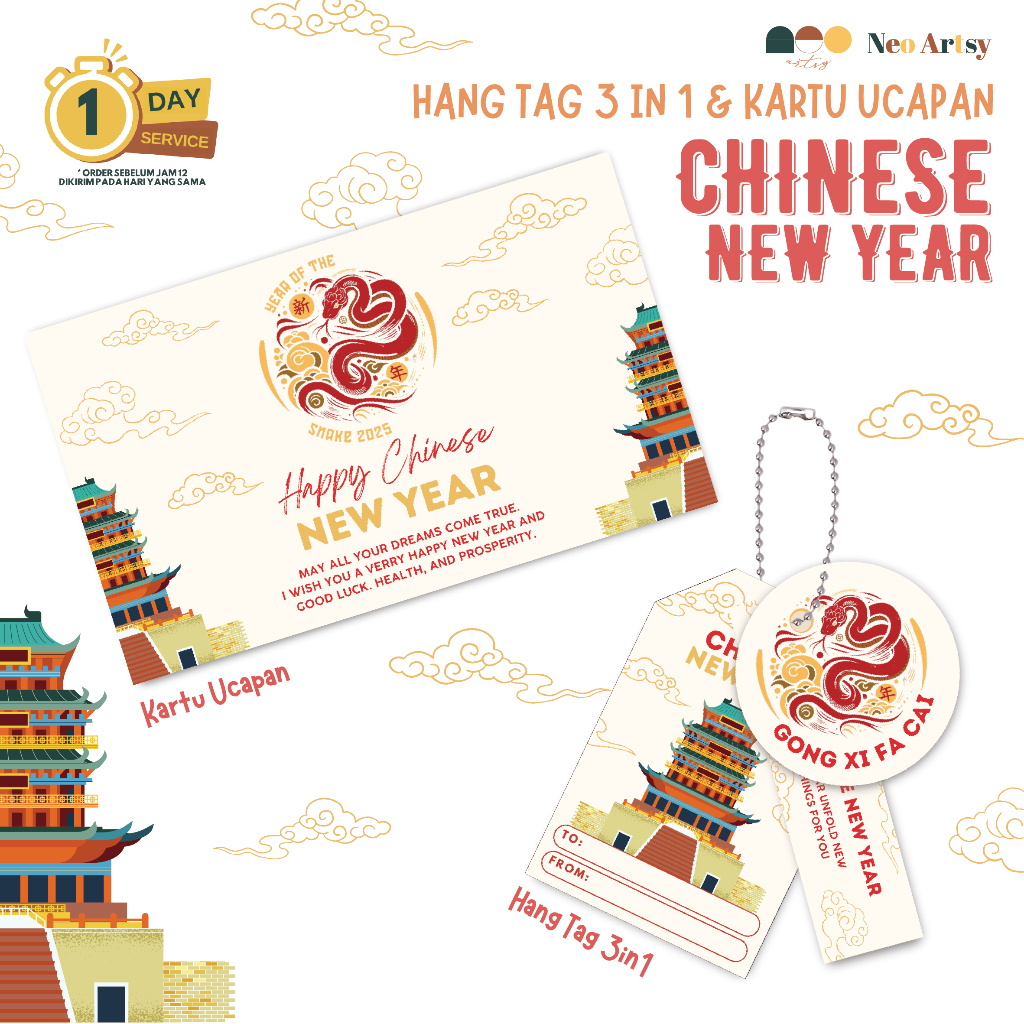 Hang Tag Souvenir Chinese New Year / Hang Tag Kue Imlek / Custom Hang Tag Chinese New Year / CNY