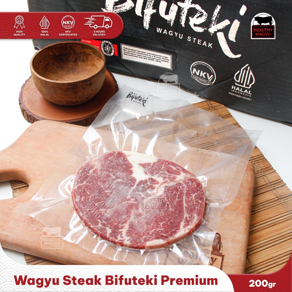 

Chuck Roll Bifuteki Wagyu Steak Premium 180-200gr Healthy Wagyu