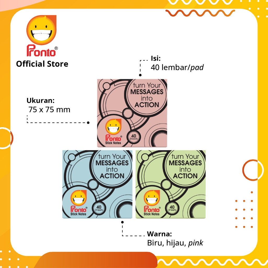 

Pronto Sticknotes Pastel - Hijau (75 x 75 mm)