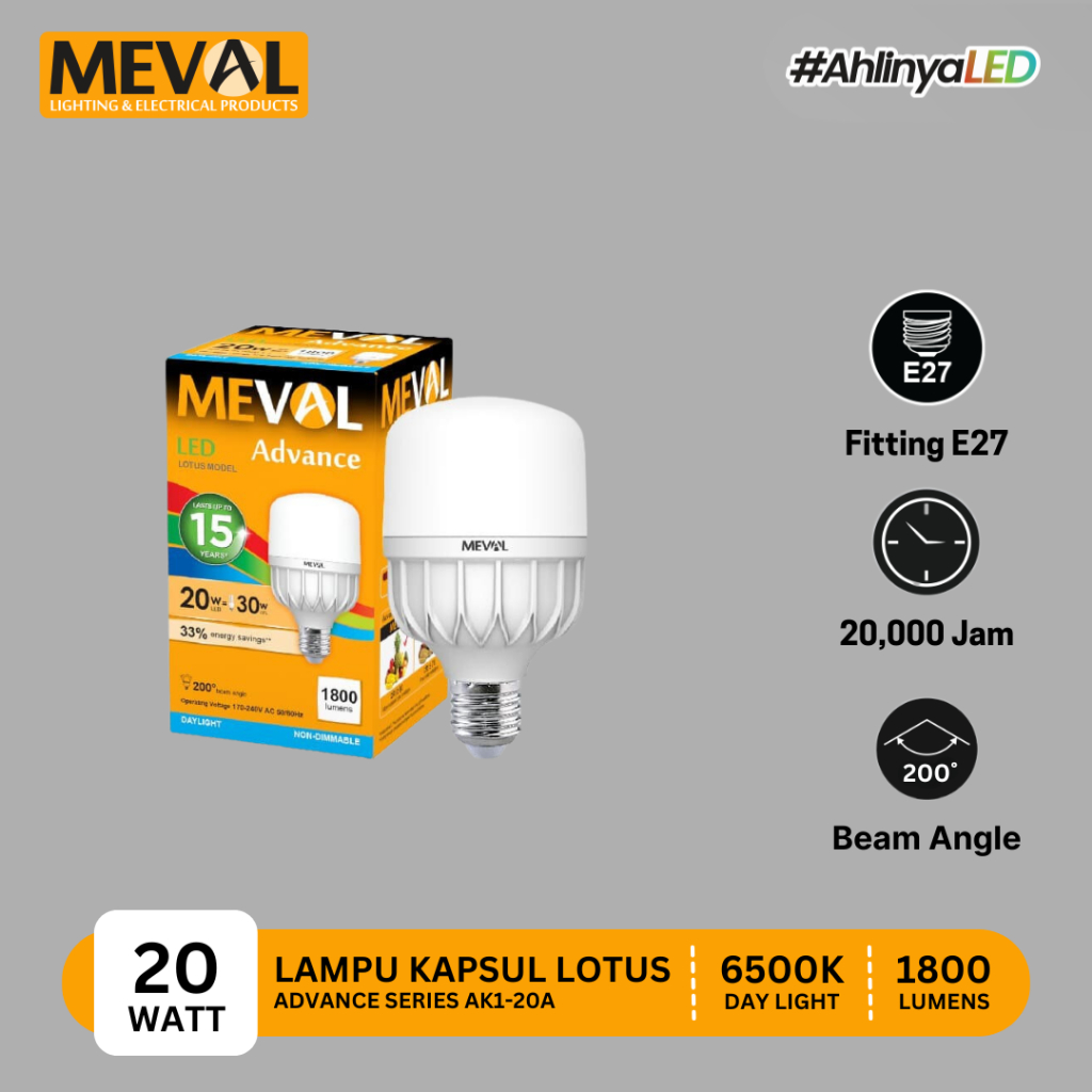 LED Kapsul Lotus 20W - Putih MEVAL