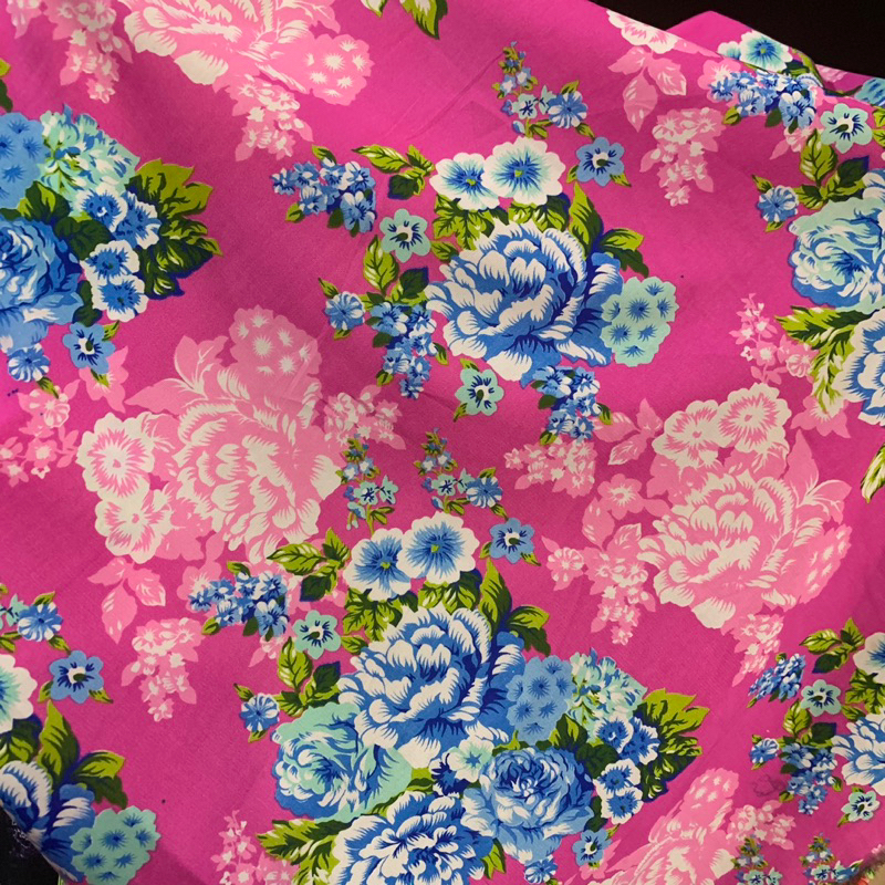 kain polly cotton motif - kain motif bunga - kain polly katun motif bunga