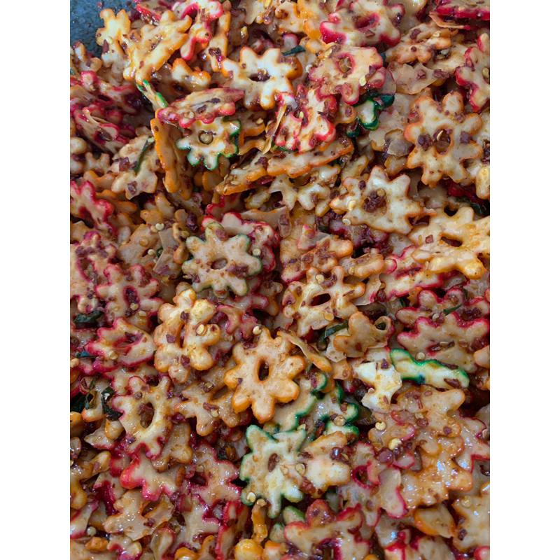 

kerupuk seblak bintang warna-warni pedas daun jeruk