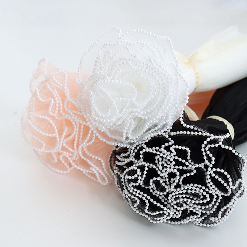 Mesh curly / renda plisket wrapping flower