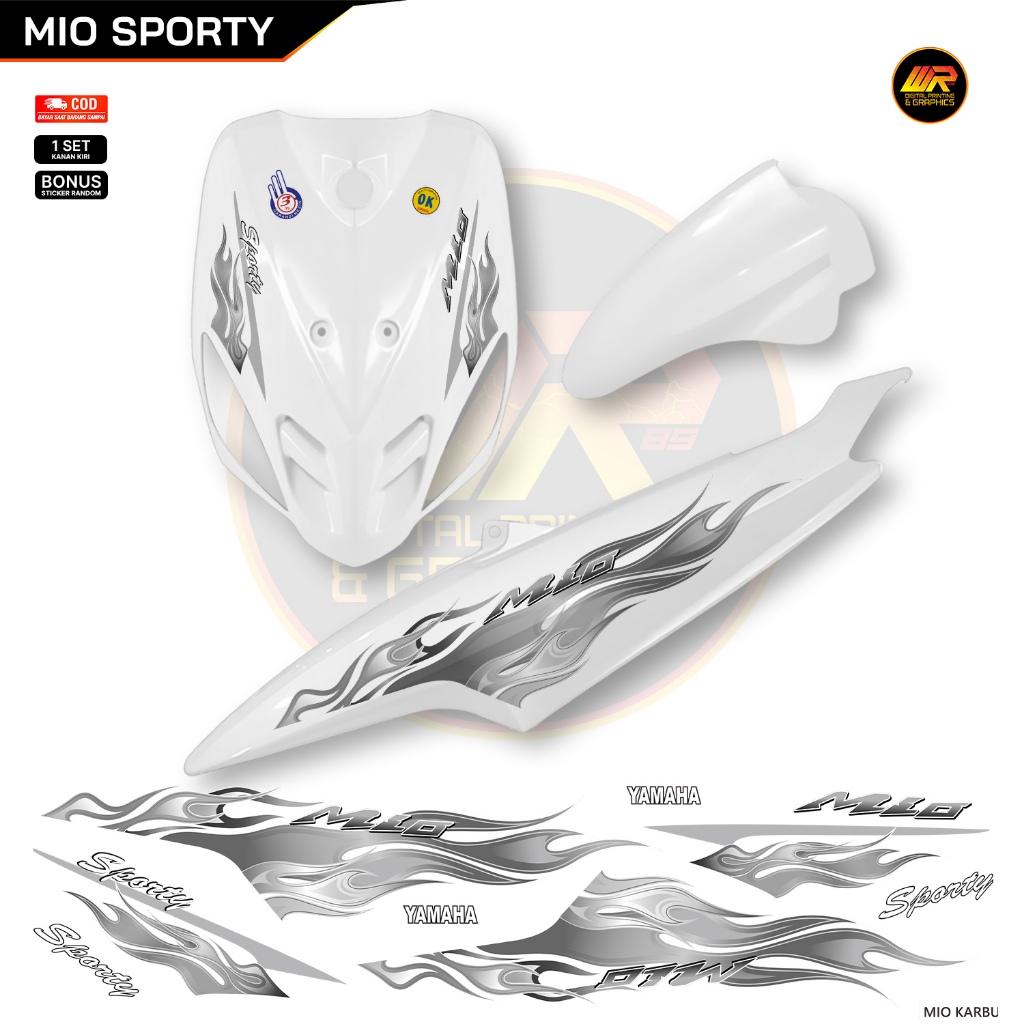 Striping Mio Sporty/Smile Variasi Api Bahan Bening Transparan Polet Api Mio Sporty/Smile