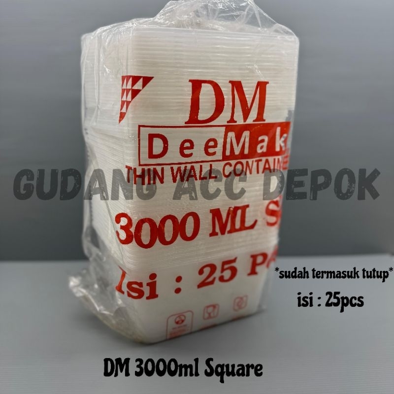 Thinwall DM 3000Ml Segiempat Food Container Box Tempat Makan Plastik Dm 3000Ml