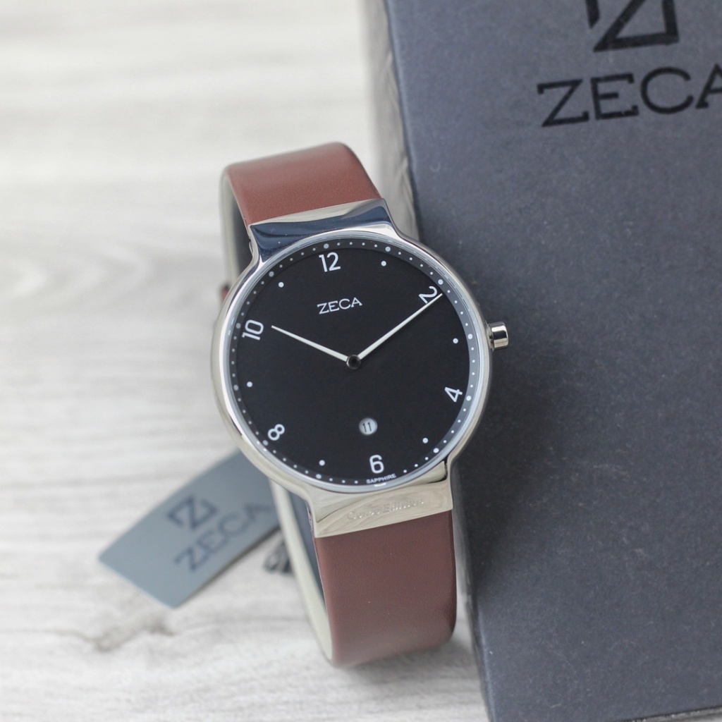 Jam tangan Wanita Zeca 3013 tali kulit tanggal aktif analog original watch
