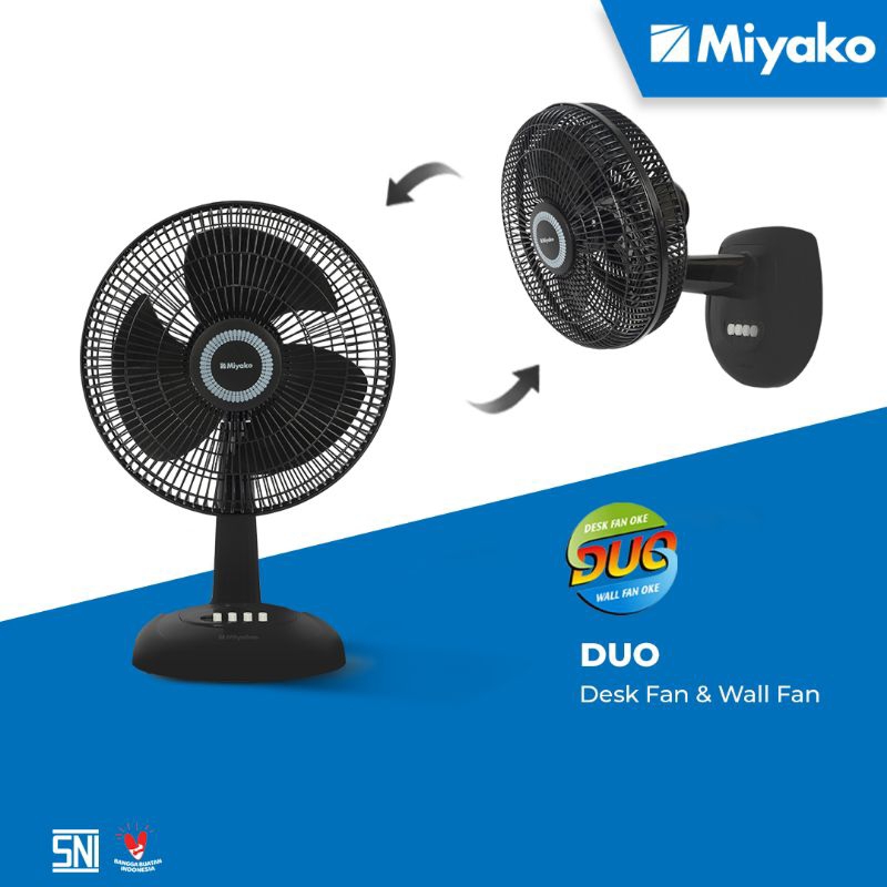 DESK FAN MIYAKO 12 INCI, 2 IN 1, KAD 1228 H PL/ meja + dinding