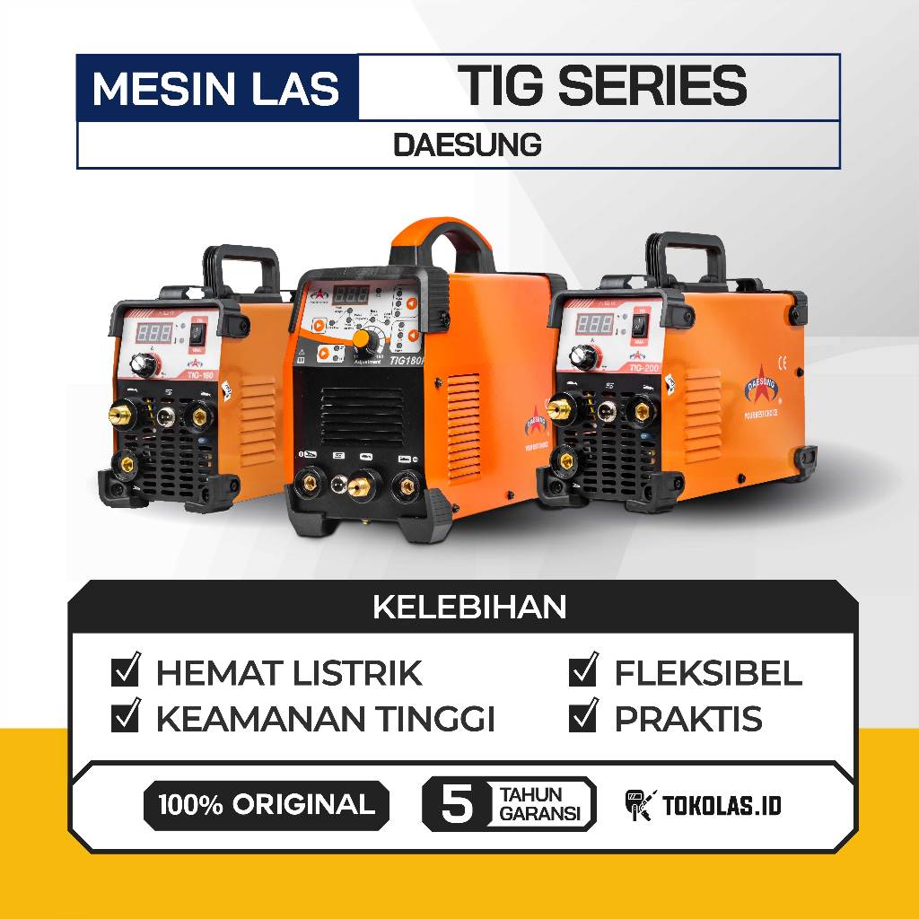 Mesin Las Argon Daesung TIG 160 200 180 P Pulse Trafo Las Inverter Watt Rendah Las Argon GTAW SMAW M