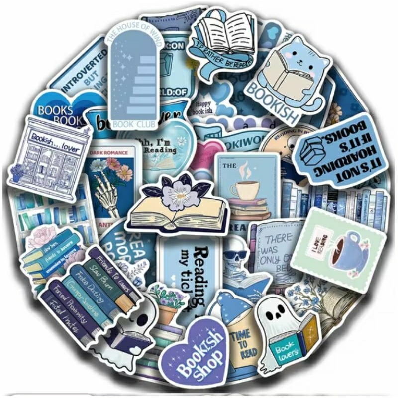 

Stiker Pack Bookish Aesthetic Stiker Bookish Biru Blue - Stiker High Quality, Stiker Aesthetic Stiker Laptop Stiker Helm Stiker Tumblr Stiker HP, Aksesoris Hp , Anti Air