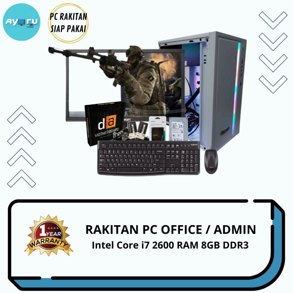 PAKET PC RAKITAN CORE i7 GEN 2 / RAM 8GB / SSD 120GB - FULL SET