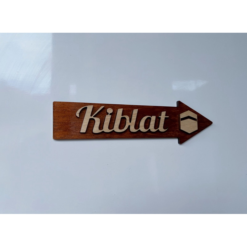 PAPAN TANDA ARAH KIBLAT WARNA - TULISAN TIMBUL