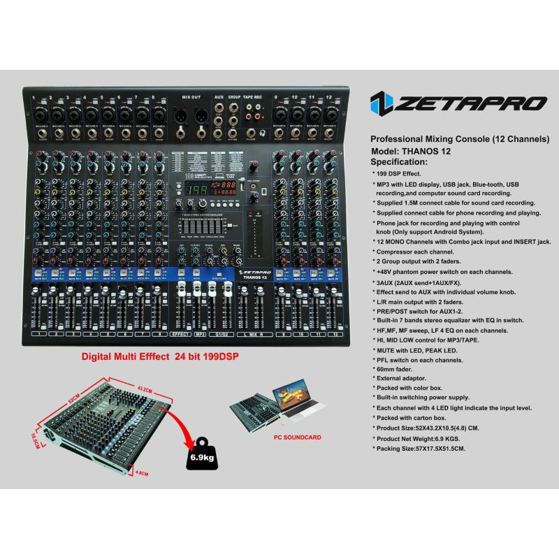 Thanos12 Mixer 12 ch Zetapro Thanos12 ch original Zetapro garansi