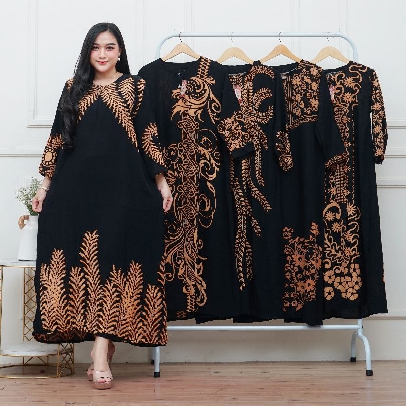 Baju Gamis Hitam Manis bahan Rayon Kancing Depan Hits