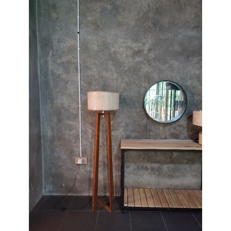 floor lamp standing lampu kap lampu rotan