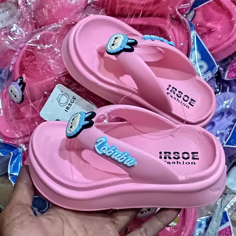 Hot Sell Sandal jepit wedges anak perempuan labubu sandal karet eva rubber karakter terbaru sendal f