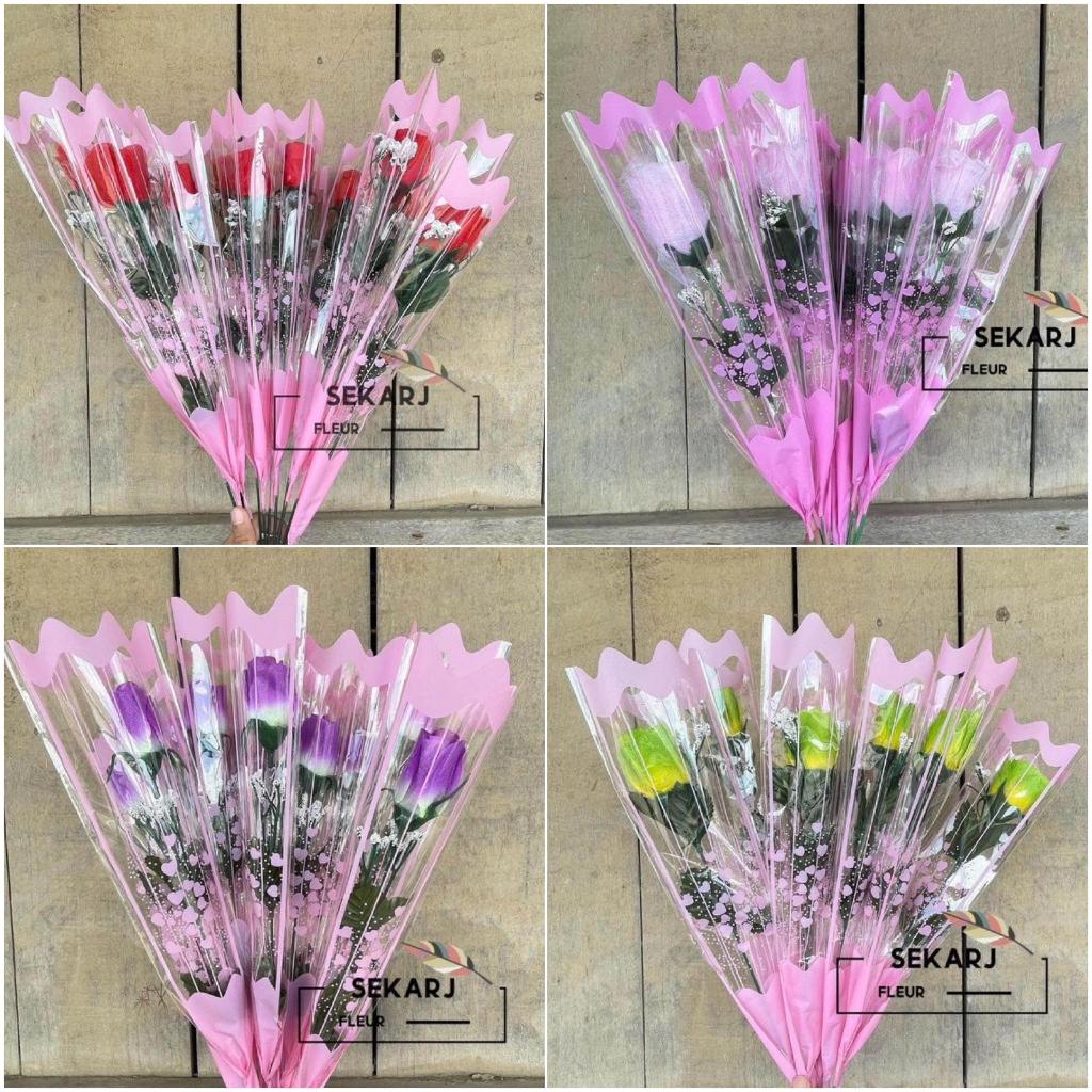 Bunga Mawar 1 Tangkai Plastik | Bunga Valentine | Bunga Mawar Artificial MERAH