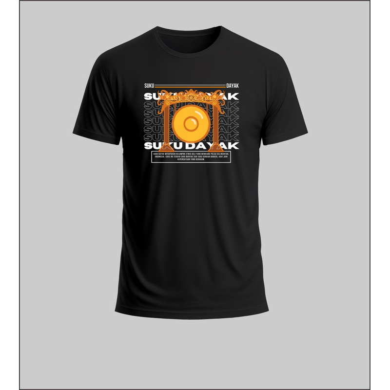 KAOS MOTIF DAYAK KETAWAK/GONG gambar depan  LENGAN PENDEK