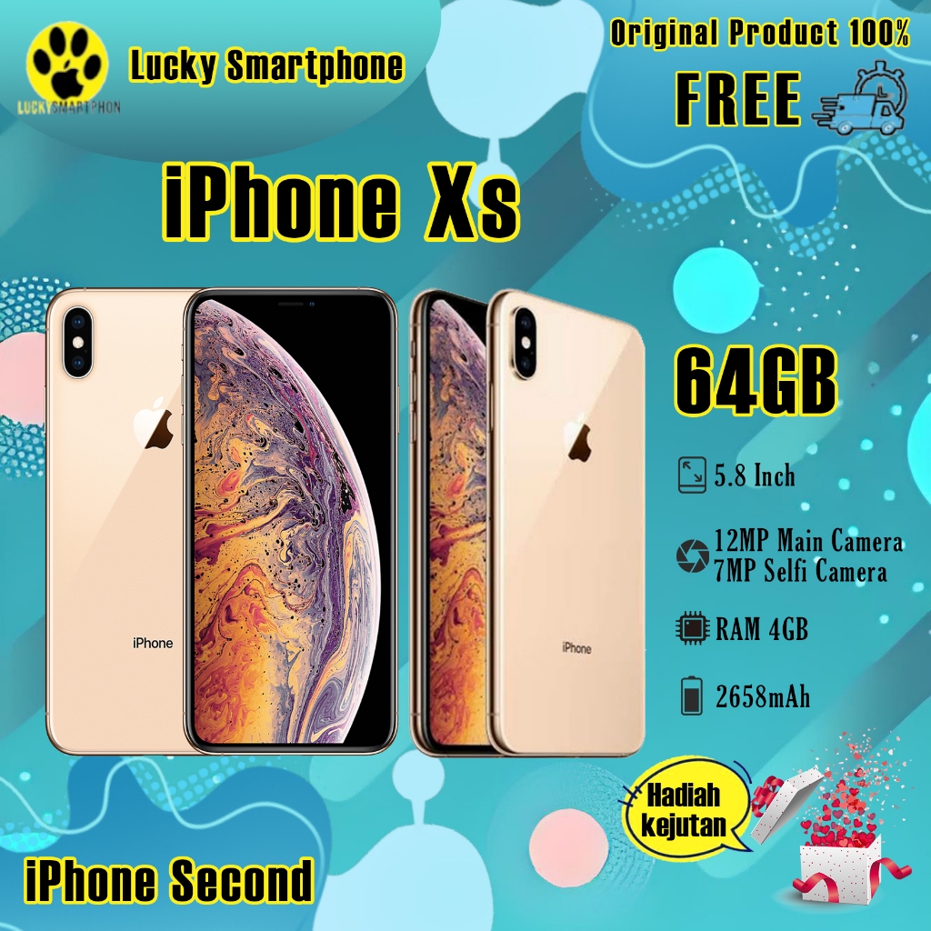 iPhone Xs 64GB Second Bekas Original100% Fullset Silent All Sim Mulus Normal Hp 3utools All Green