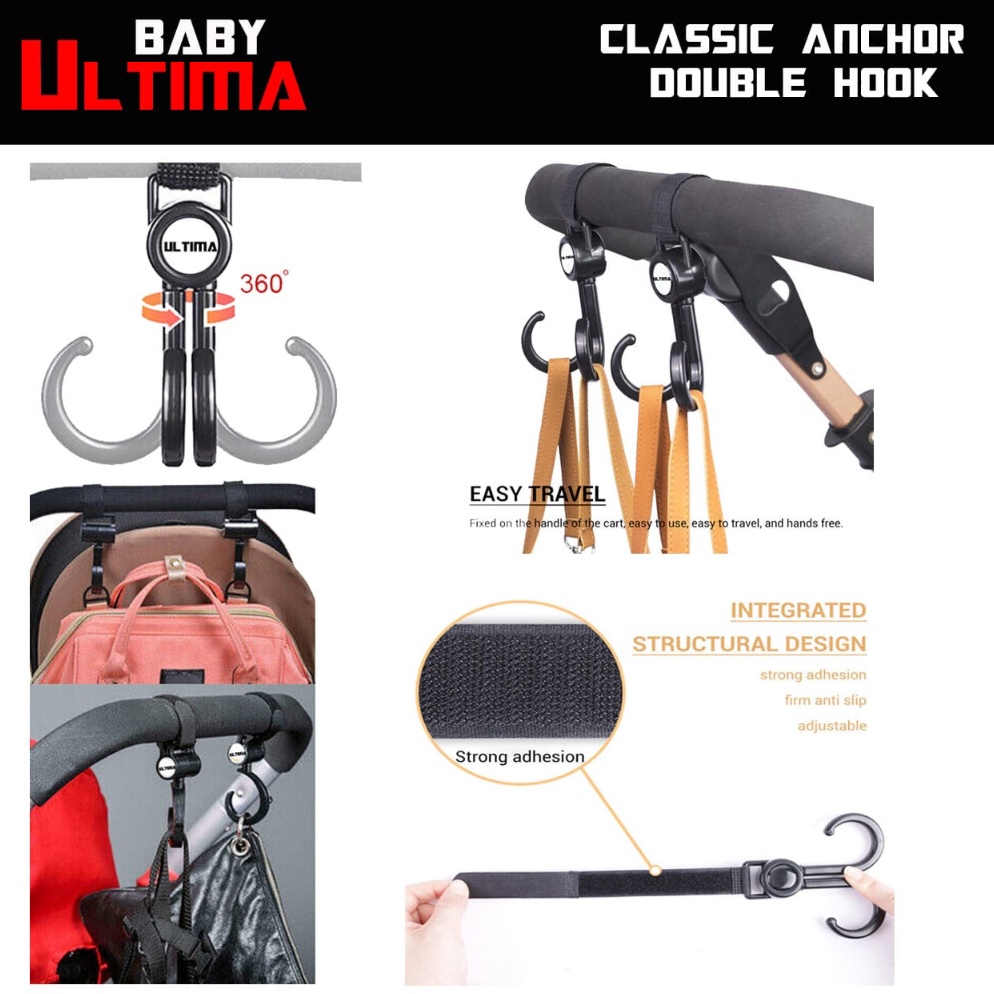 Wow Murah Meriah Ultima Classic Anchor Stroller Double Hook isi 2