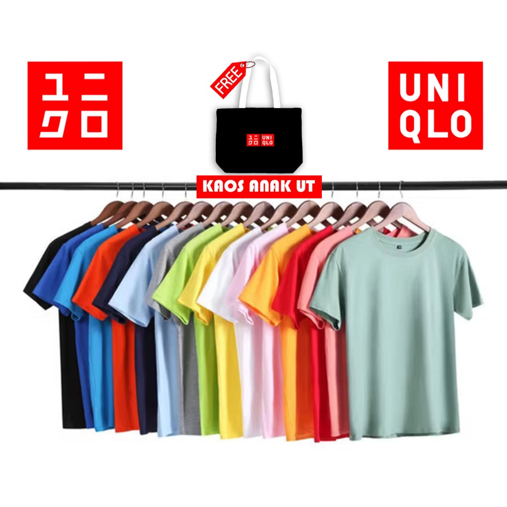 KAOS POLOS ANAK UNIQLO FREE TOTEBAG FULLTAG & LABEL / KAOS POLOS ANAK / TSHIRT POLOS ANAK UNIQLO