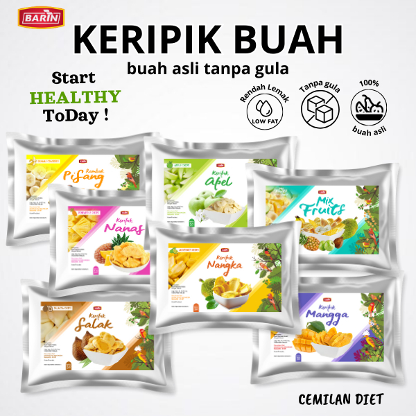 

Keripik Buah Nangka Apel Mix Fruit Nanas Salak Mangga Pisang Khas Malang Barin