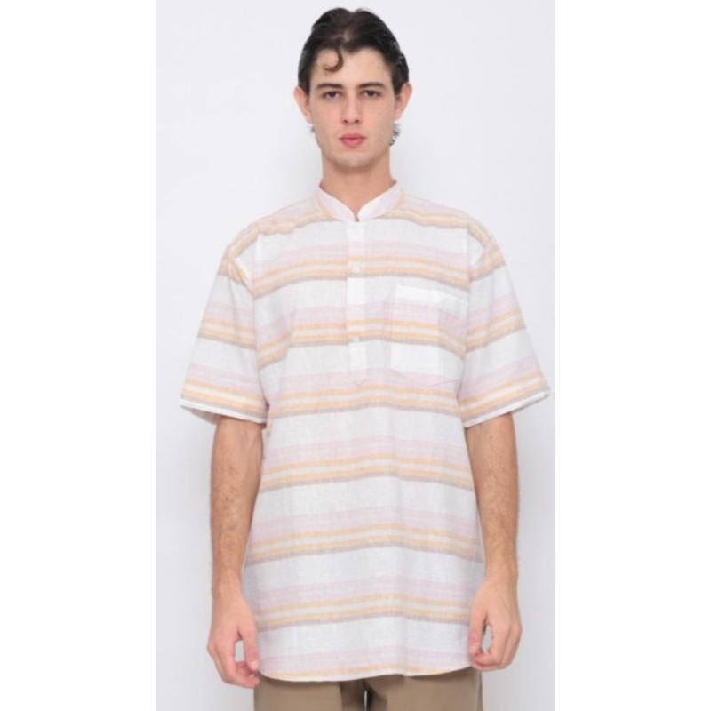 KEMEJA KURTA SALUR KATUN LINEN PREMIUM/KOKO PAKISTAN LENGAN PENDEK/BAJU KOKO PRIA EXECUTIVE