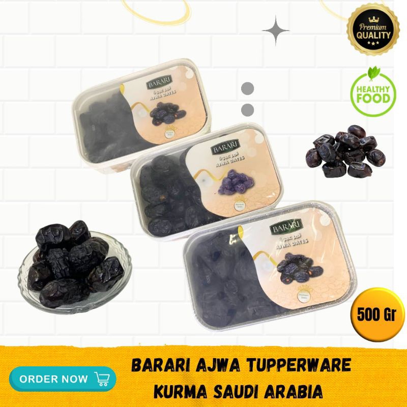 

KURMA BARARI AJWA GRADE 1 KEMASAN 500 GRM (Tupperwaer), SAUDI ARABIA