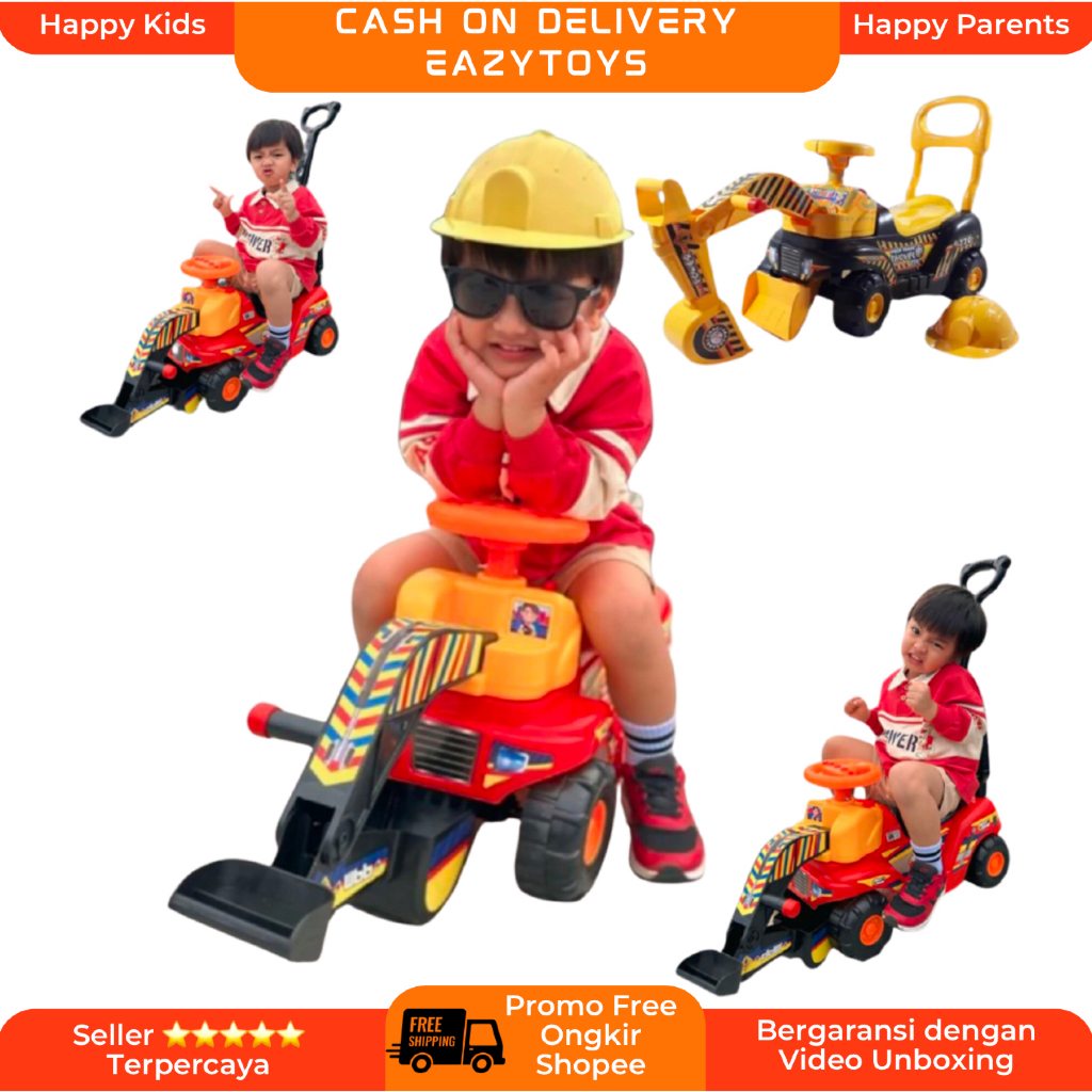 Mobil Anak Bisa Dinaiki Truk Excavator Beko Mainan Mobil Dorong Anak SG TOYS MPS 770 dan MPP 3088