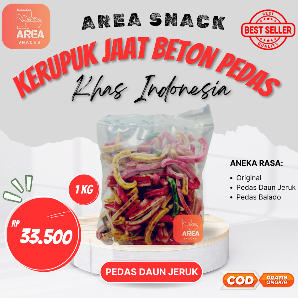 

KERUPUK SEBLAK JAAT BETON 1 kg PEDAS DAUN JERUK/ORIGINAL DAUN JERUK SUPER GURIH