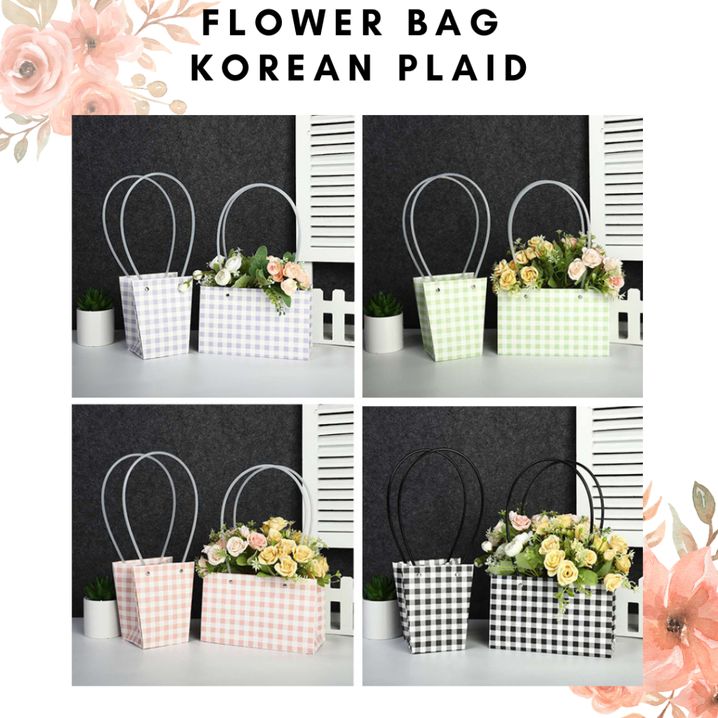 

Flower Bag Korean Plaid / Tas buket bunga